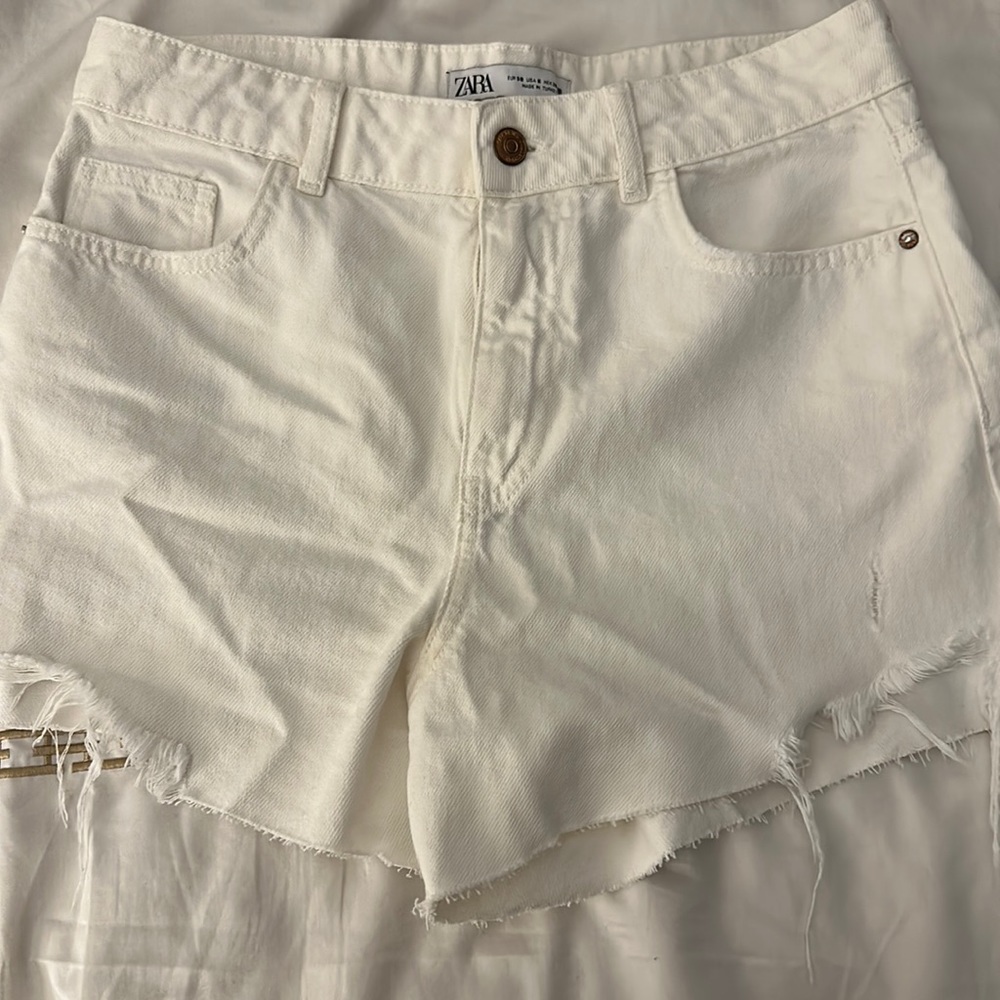 Zara white denim shorts